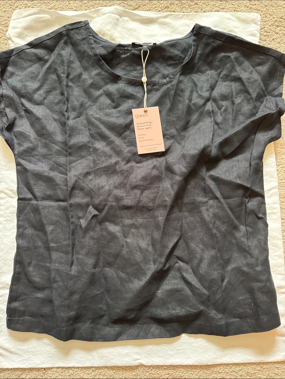 Quince Black Short-Sleeve Linen Tee